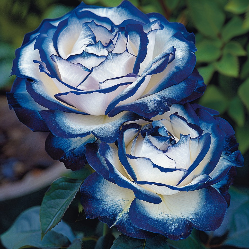 Tie dye blue edge rose