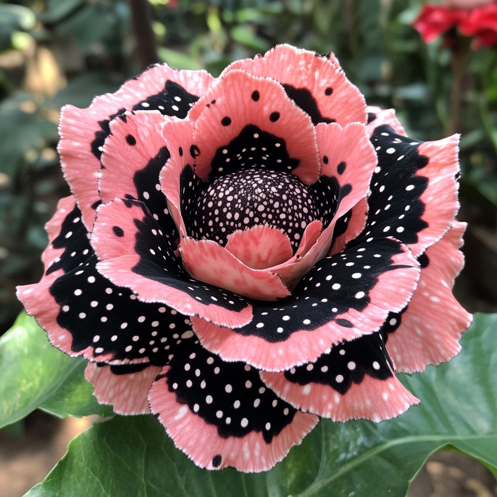 Rare pink edged spotted rose