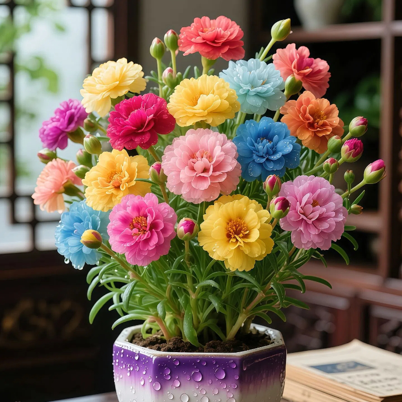 🌈🌹New gorgeous double moss rose variety-Rainbow