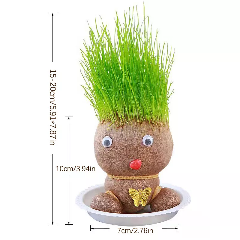 🧸Mini Grass Head Doll Small Potted Plant Watering Green Plants 🪴