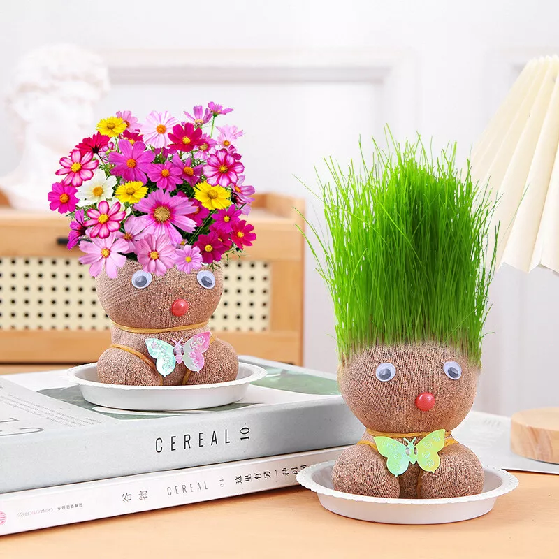 🧸Mini Grass Head Doll Small Potted Plant Watering Green Plants 🪴