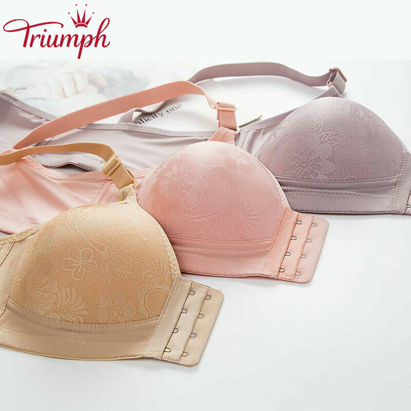 TRIUMPH - 3 DB 💥 Biustonosz damski zapinany z przodu, bezszwowy, z kwiatowym wzorem