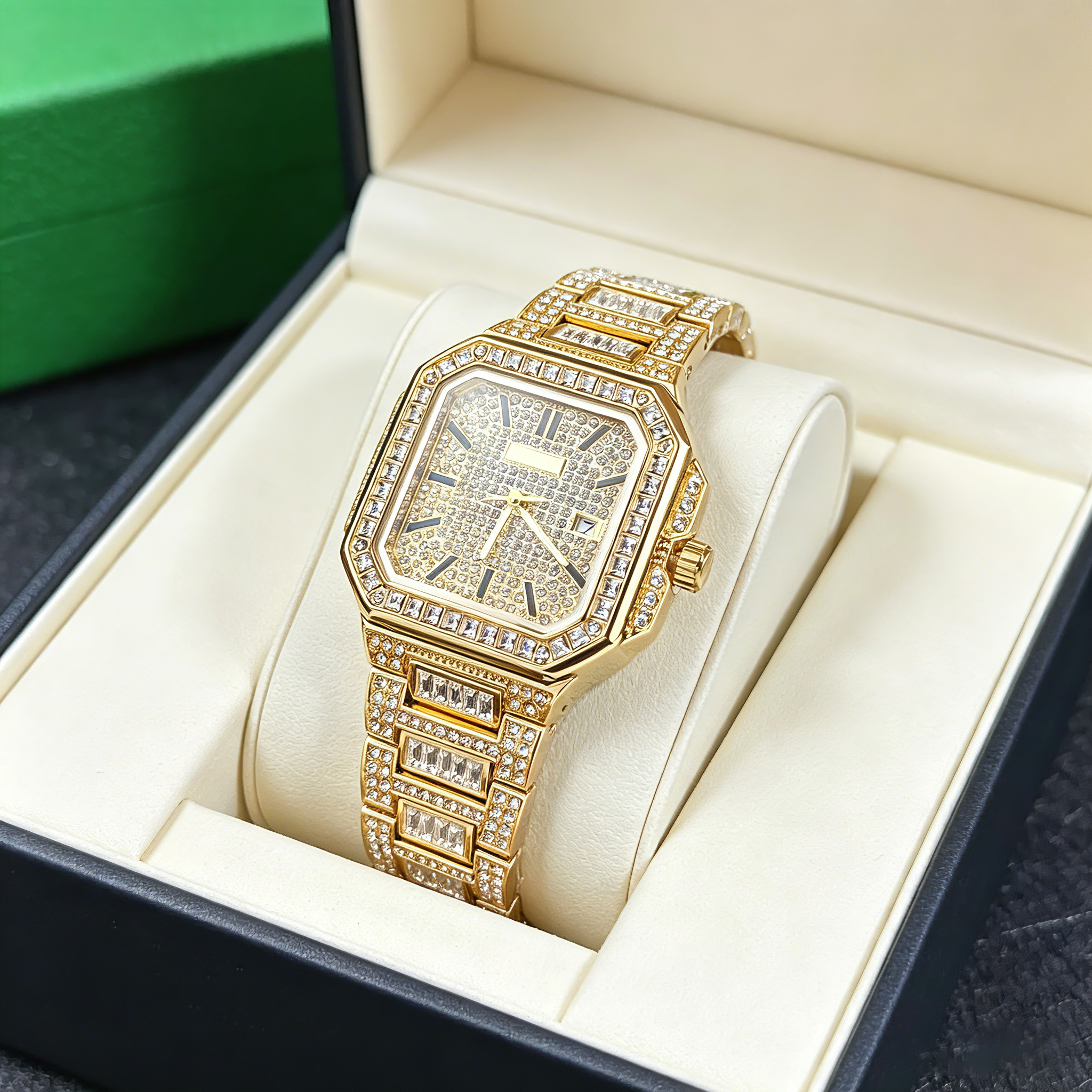 ✨Luxusné hodinky s hranatými kamienkami – elegantný trblietanie pre každú príležitosť✨