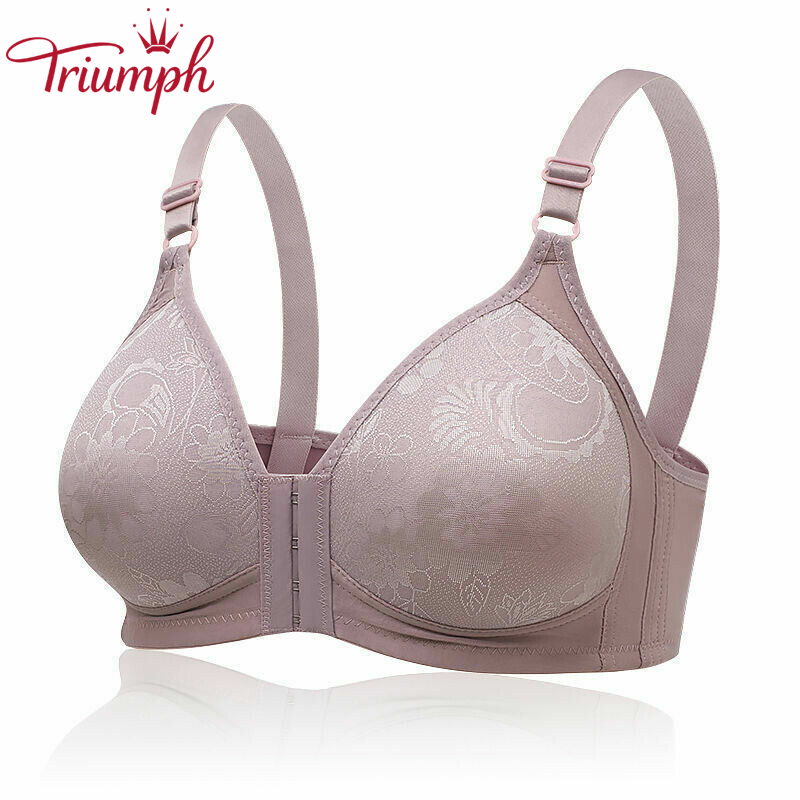 TRIUMPH - 3 DB 💥 Biustonosz damski zapinany z przodu, bezszwowy, z kwiatowym wzorem