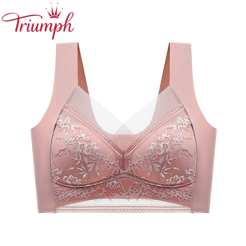 Triumph – Seamless lace zipper bra [three-piece set]