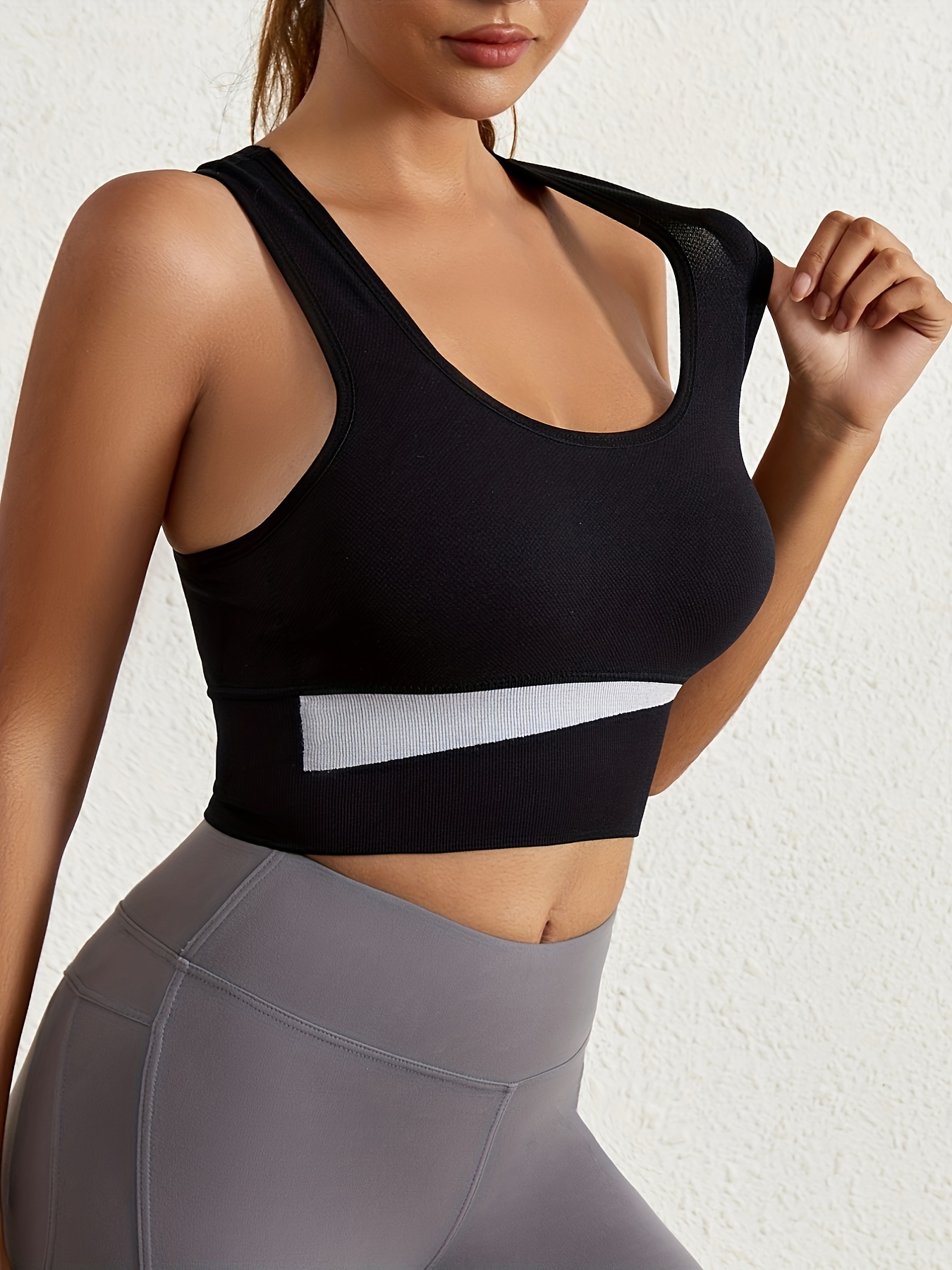 3ks športové podprsenky Colorblock, pohodlná a priedušná bezdrôtová podprsenka Racer back, dámska spodná bielizeň a spodná bielizeň