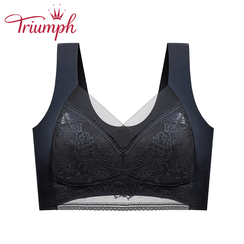 Triumph – Seamless lace zipper bra [three-piece set]