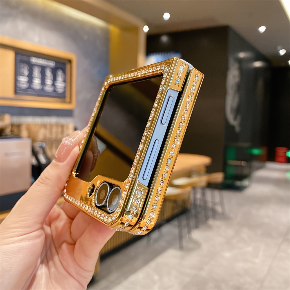 Cute Luxury Butterfly Love Heart Bowknot Bear Cat Rhinestone Plating Artificial Leather Phone Case For Samsung Z Flip 