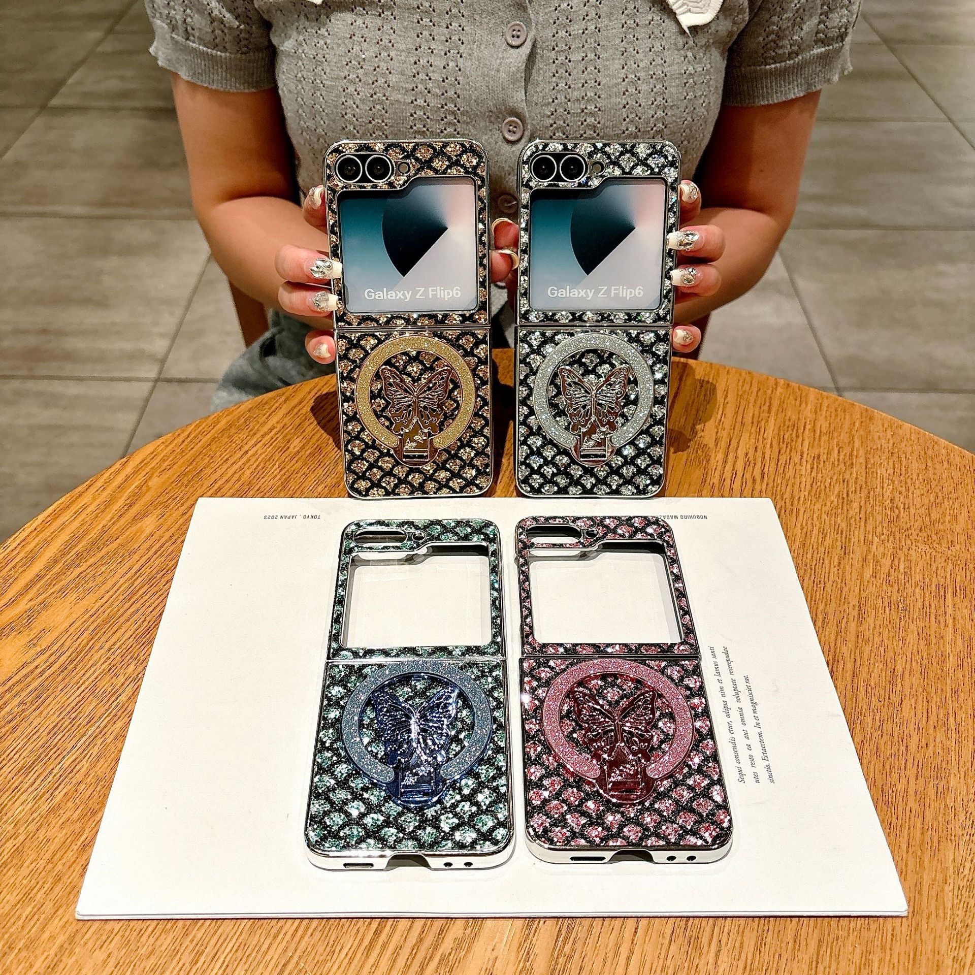Electroplated Butterfly Magnetic Leather Case For Samsung Z Flip