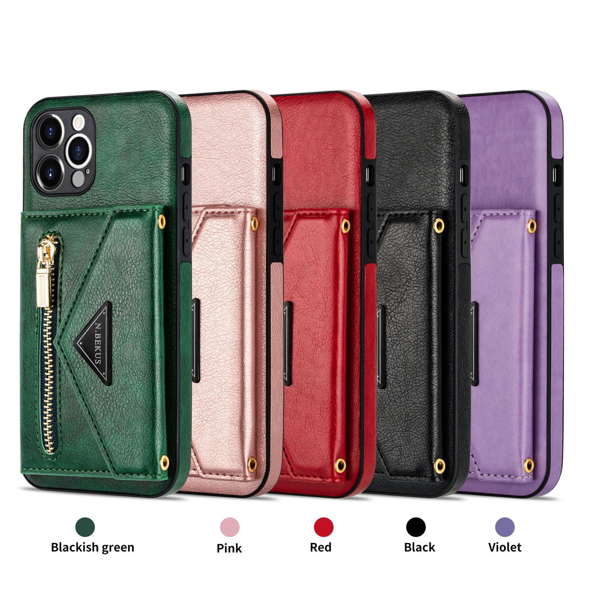 Crossbody Zipper Cards Slot Wallet Leather Case For iPhone 11-15 Series