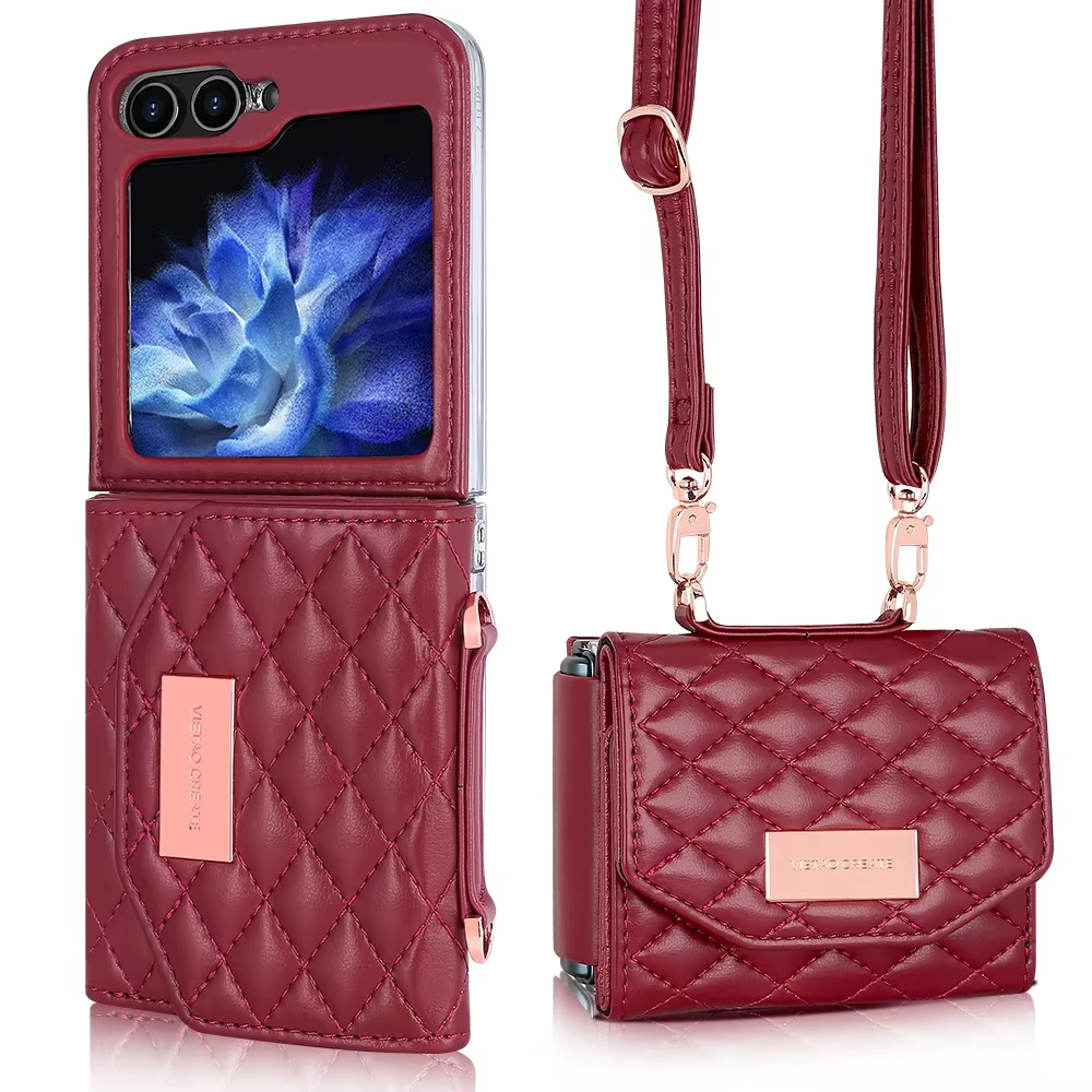 Crossbody Wallet with Card Holder Leather Phone Case for Samsung Galaxy Z Flip 6 5 4 3