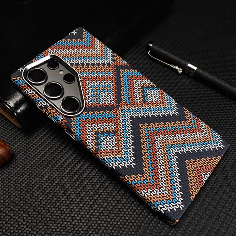 Metal Lens Carbon Fiber Texture Magnetic Case For Samsung Galaxy S24 Ultra