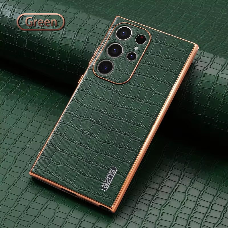 Crocodile Pattern PU Leather Skin Phone Case For Samsung Galaxy S22 S23 S24 Series