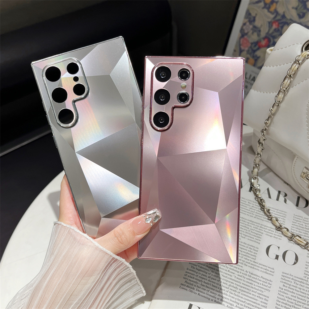 Luxury Plating 3D Diamond Pattern Matte Skin Touch Case for Samsung Galaxy S24 S23 S22