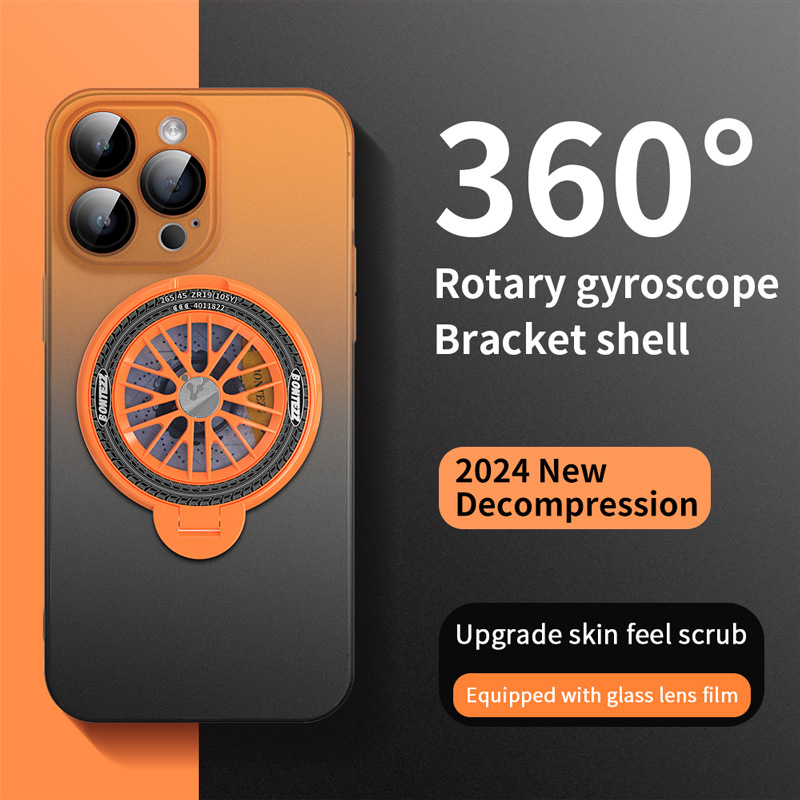 Gyroscope Magnetic Stand Gradient Color Phone Case For iPhone 16 15 14 13 12 Pro Max 