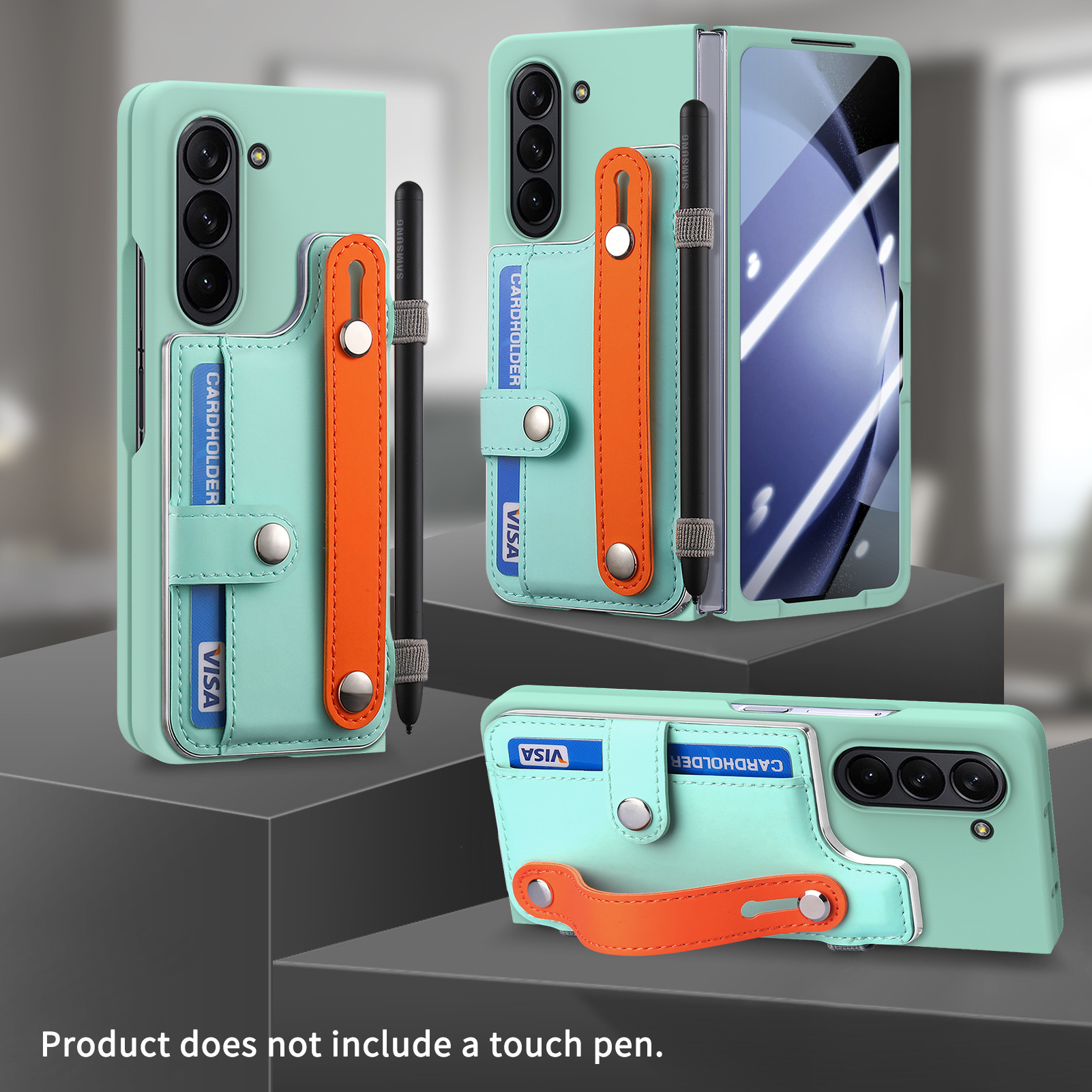 New Arrival Card Slot Wallet Case with Pen Holder & Screen Protector Wrist Strap Cover For Samsung Galaxy Z Fold 6 5 