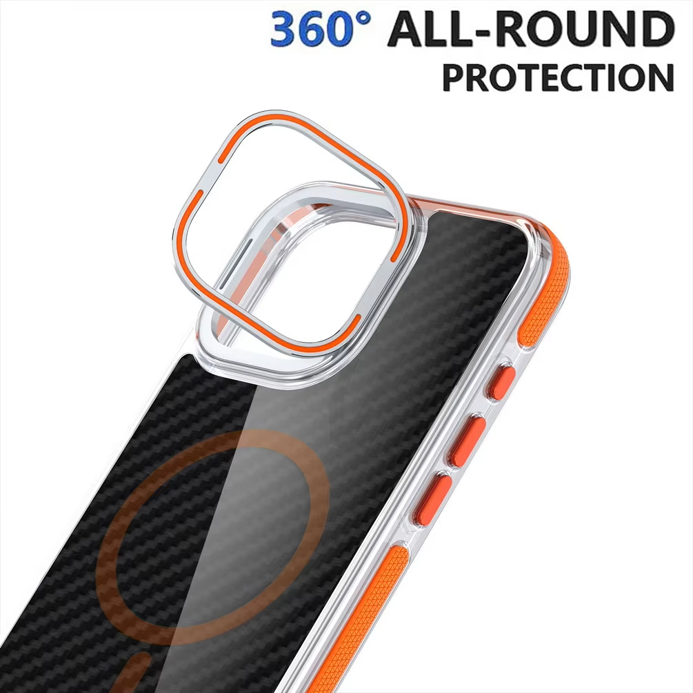 Business Carbon Fiber Magnetic Contrast Color Anti-skid Frame Case For iPhone Series 