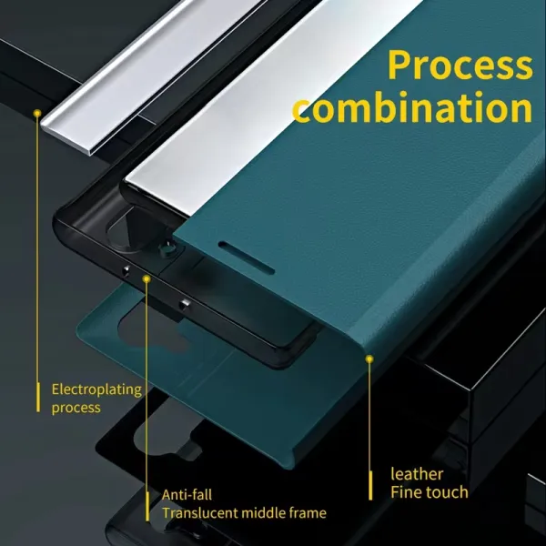 2024 The 4th Generation Side Window Magnetic Plating Bracket Flip Phone Case For Samsung Galaxy A54/A34/A24