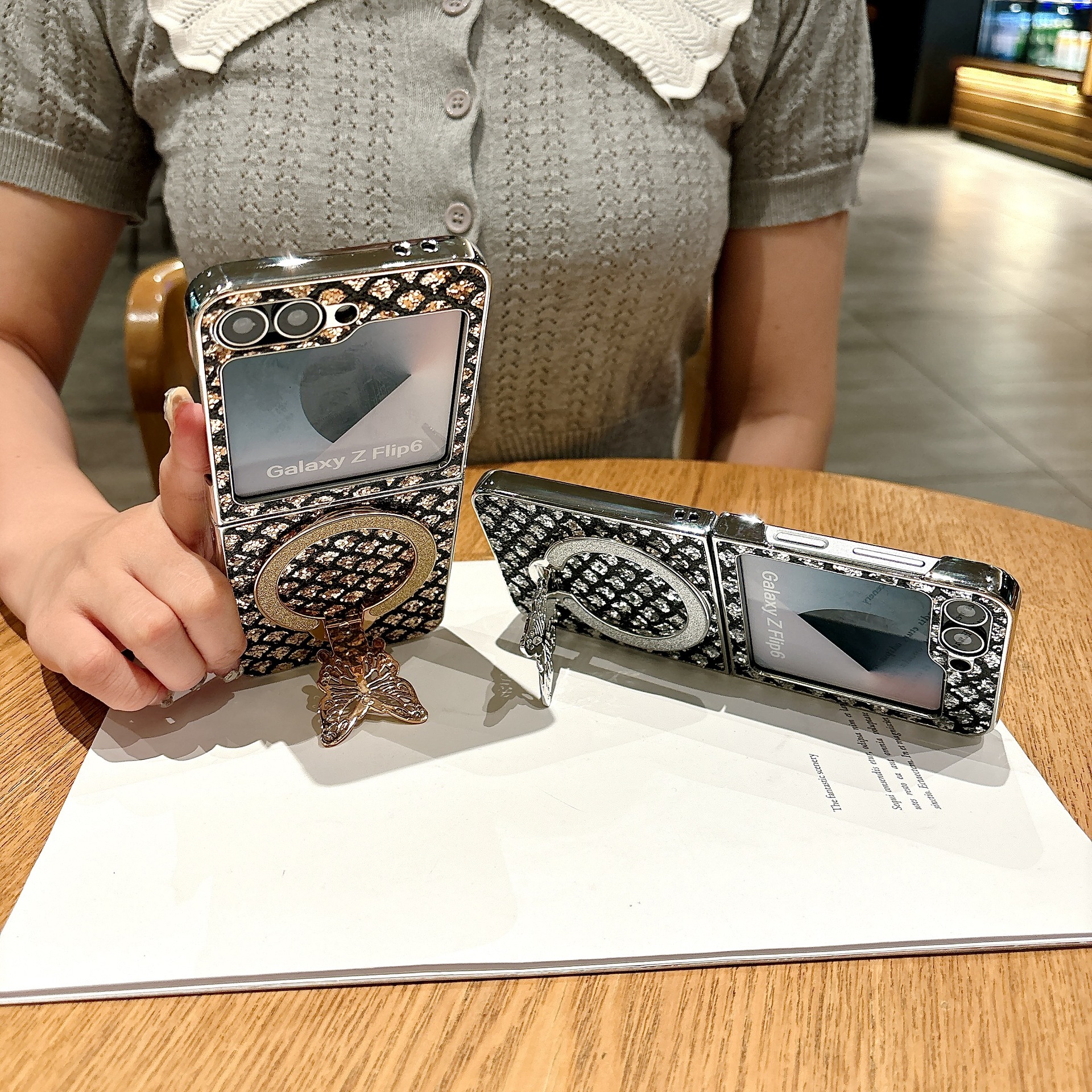 Electroplated Butterfly Magnetic Leather Case For Samsung Z Flip