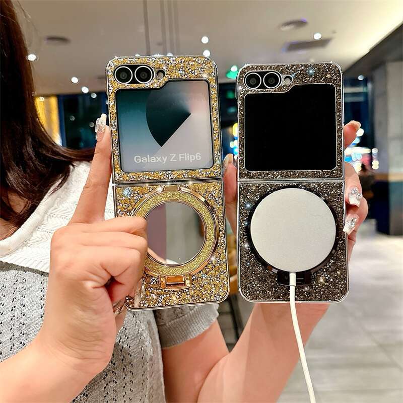Electroplated Mirror Bracket Phone Case for Samsung Galaxy Z Flip 6 5 4 3 