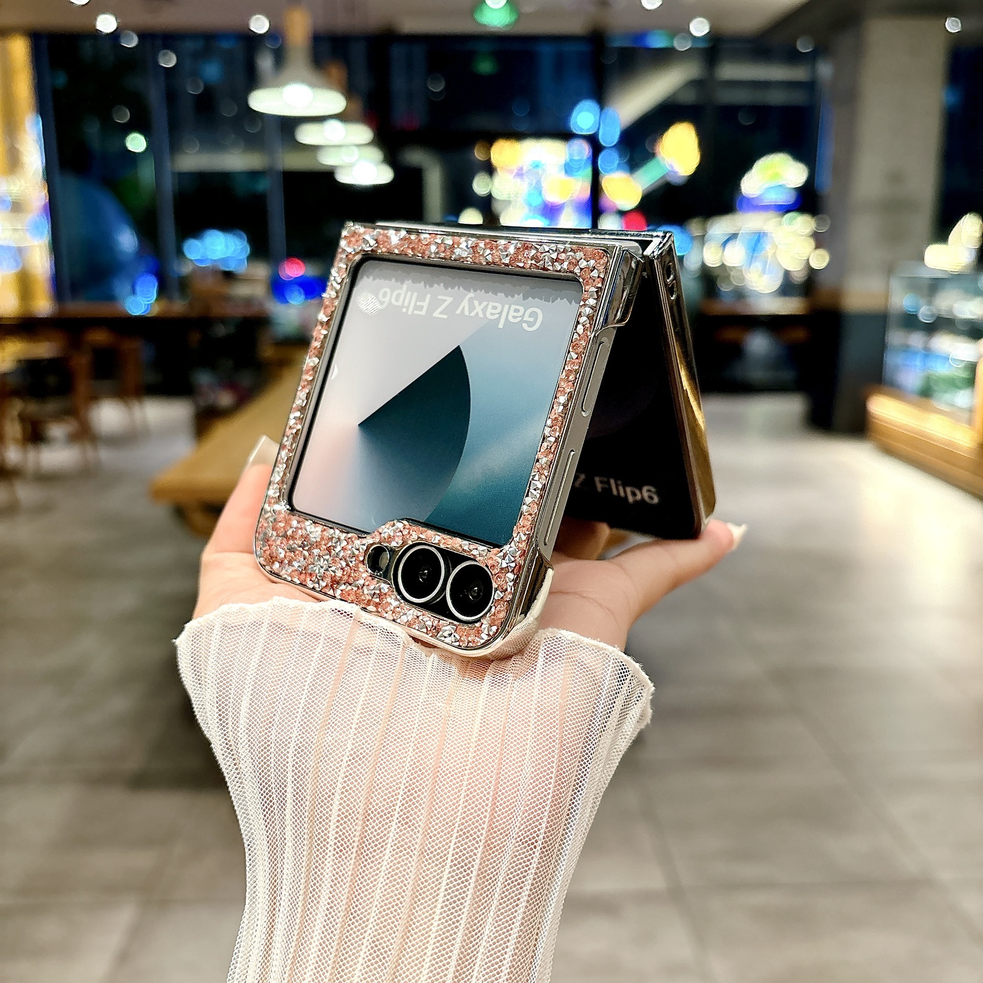 Luxury Electroplated Diamond Gyro Holder Phone Case for Samsung Galaxy  Z Flip