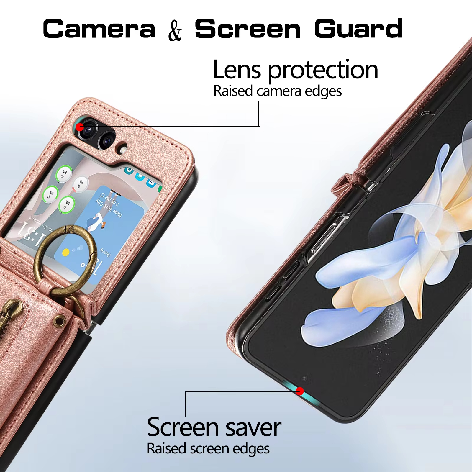 Crossbody Ring Zipper Wallet Phone Case With Card Holder For Samsung Galaxy Z Flip 6 5 4 3