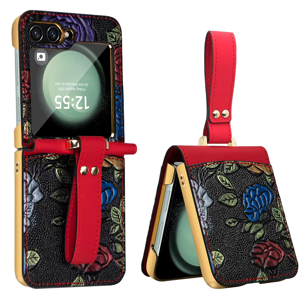 Adjustable Cross Lever Luxury Electroplated Wristband Folding Case for Samsung Galaxy Z Flip5 Flip4 Flip3 