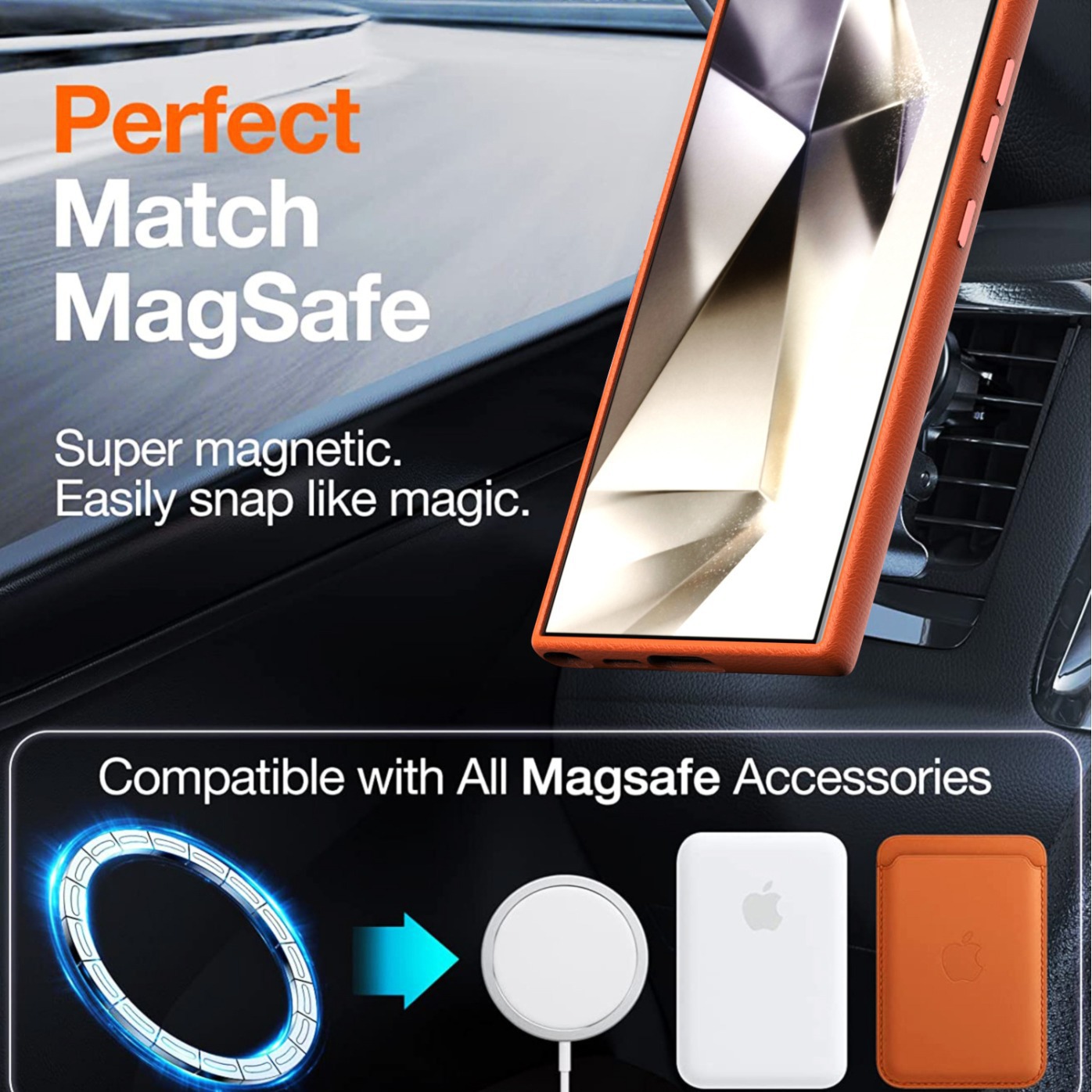 Luxury Genuine Leather Magnetic Case for Samsung Galaxy S24 Plus Ultra