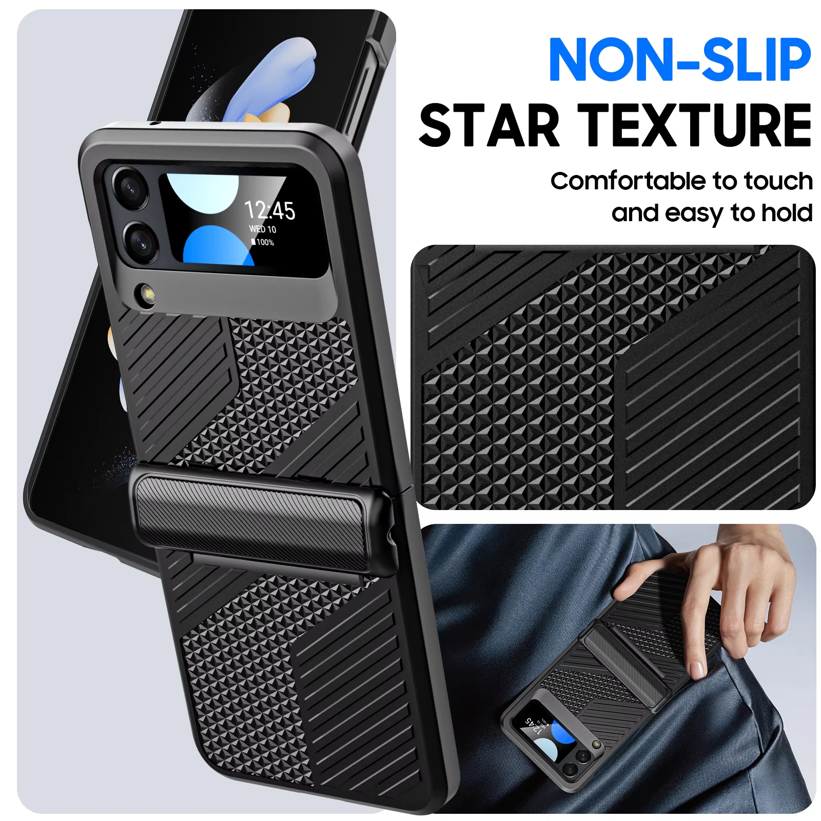 Simple Tire Texture Armor Hinge Protector HD Protective Case For Samsung Galaxy Z Flip4