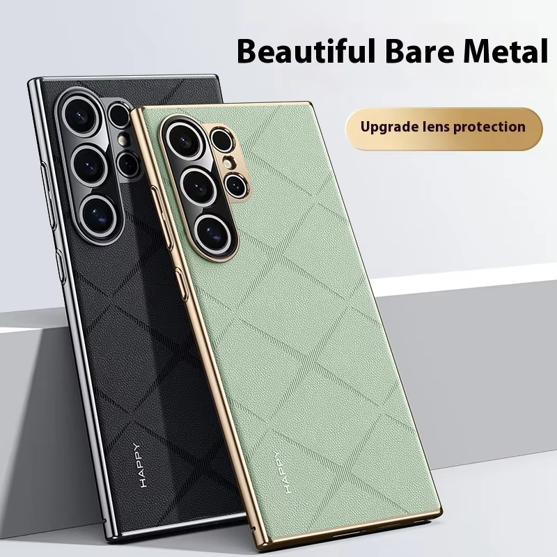 Luxury Plating Genuine Leather Ultra-thin Phone Case For Samsung Galaxy S24 Ultra Plus 