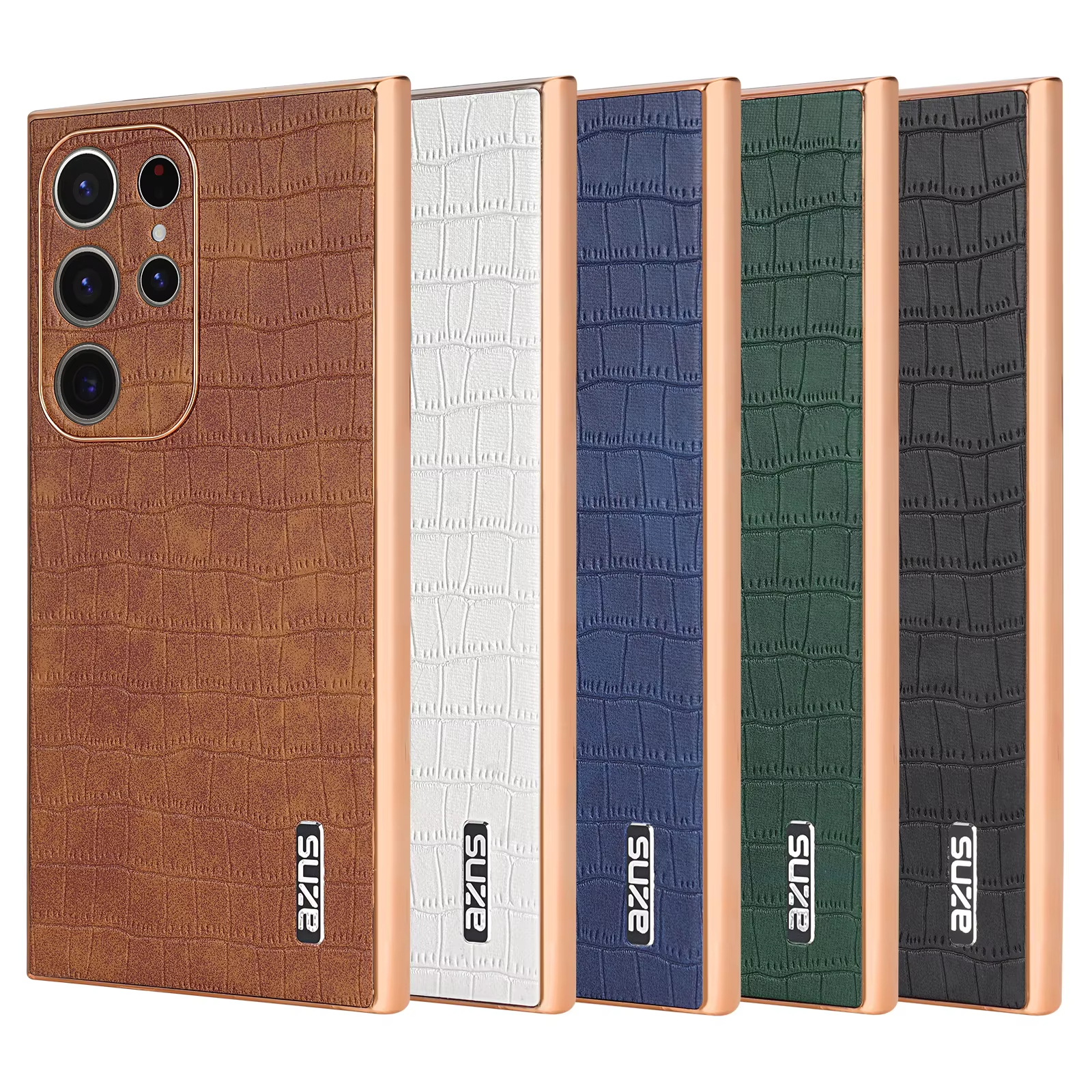 Crocodile Pattern PU Leather Skin Phone Case For Samsung Galaxy S22 S23 S24 Series
