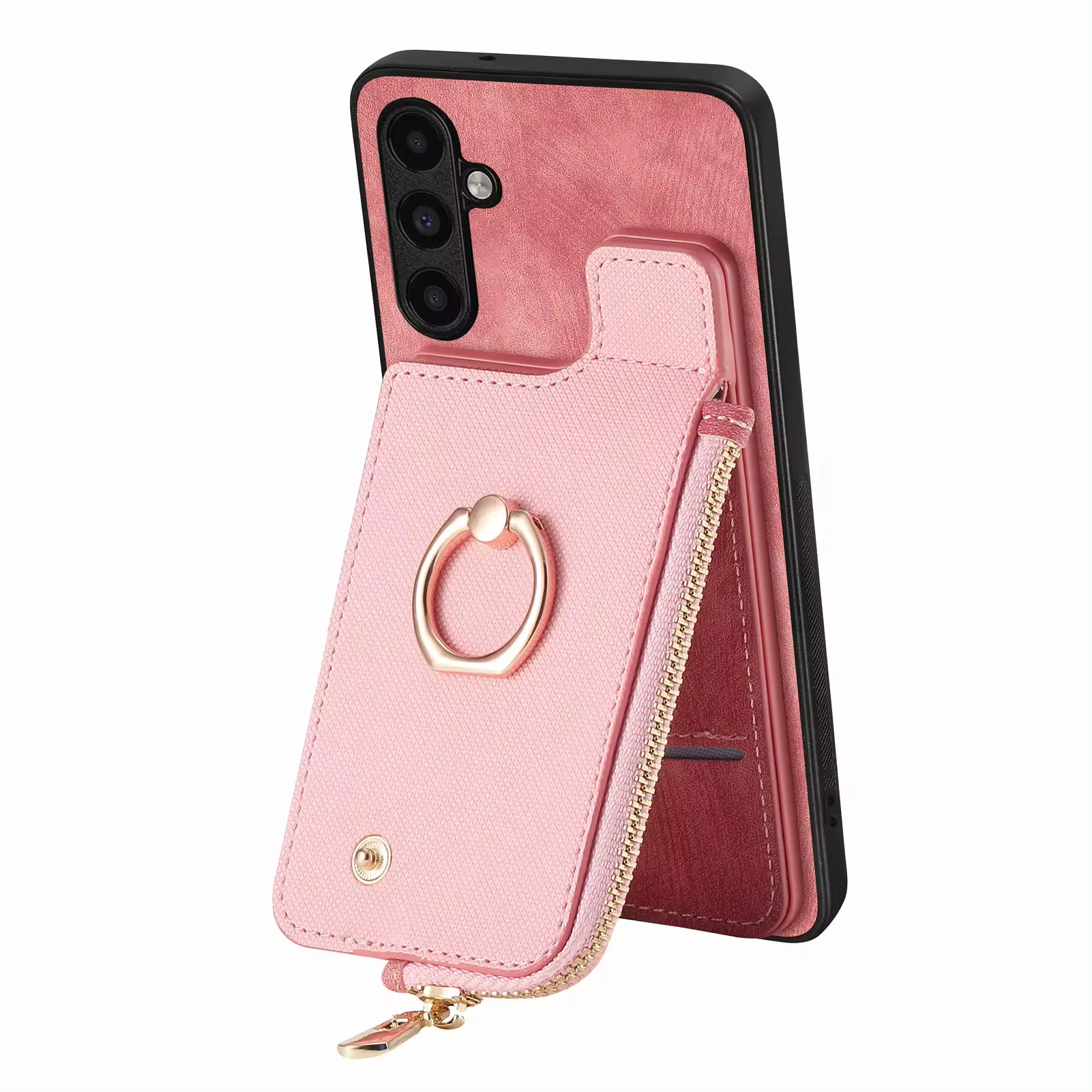Vintage Zipper Cards Slot Wallet Ring Holder Leather Case for Samsung Galaxy A15 A25 A35 A55