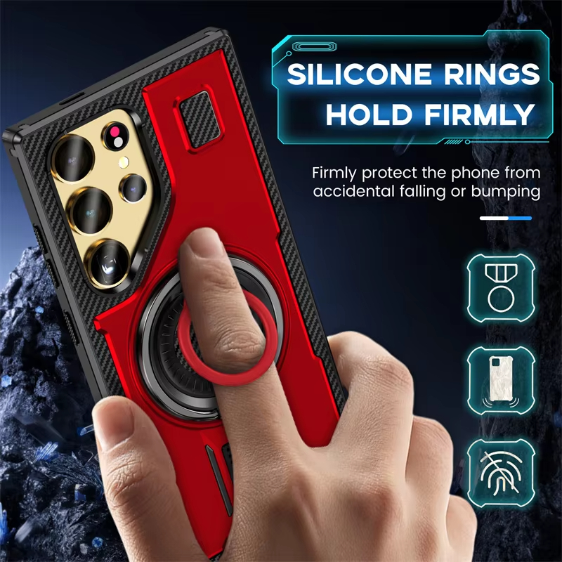 Shockproof Armor Ring Stand Metal Bracket Case for Samsung Galaxy S24 Ultra Plus