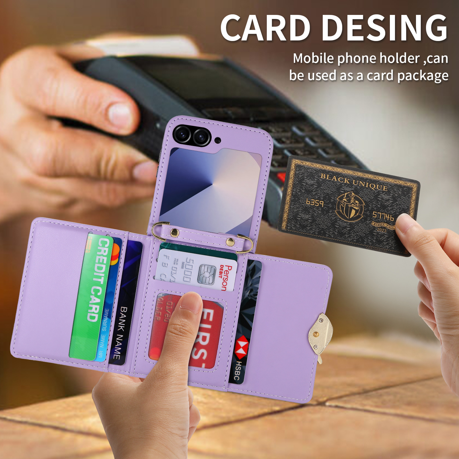 New Crossbody Luxury Leather Leaf Style Multi-card Holder Case For Samsung Galaxy Z Flip6