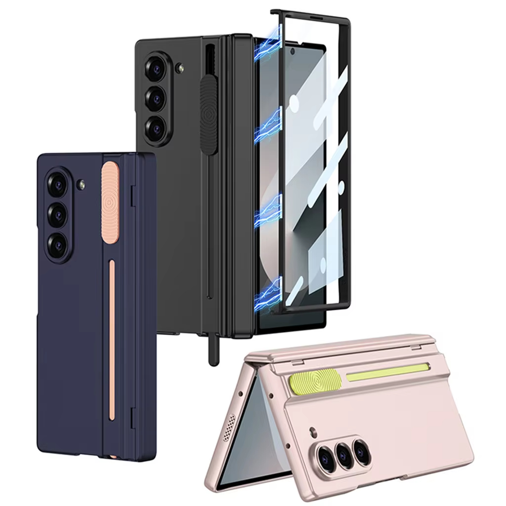 Magnetic Hinge Phone Case For Samsung Galaxy Z Fold 6 Wth Stylus Pen+Glass