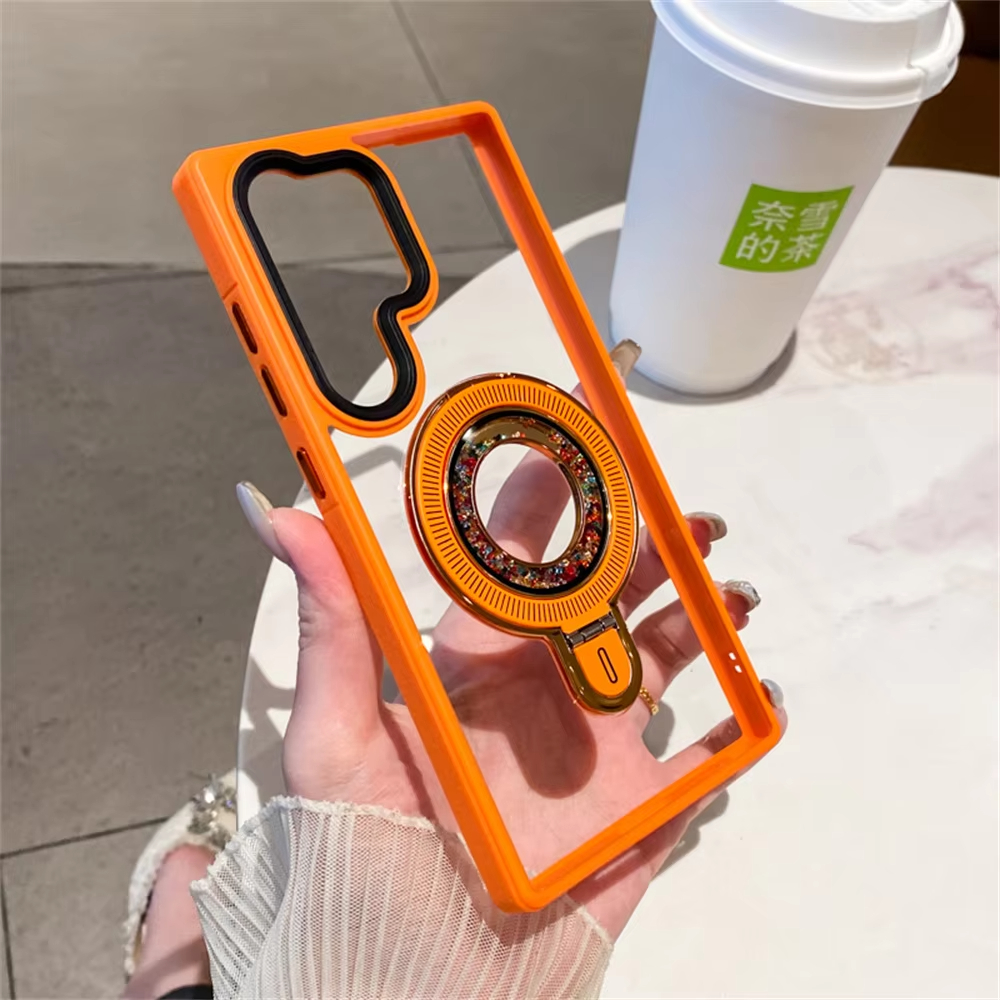 Luxury Transparent Magnetic Stand Phone Case for Samsung Galaxy S24 Ultra Plus
