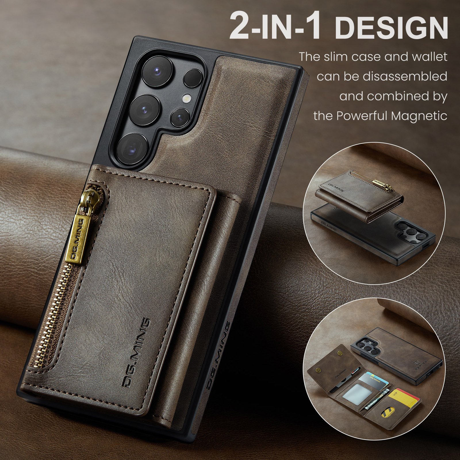 2 In 1 Detachable Magnetic Leather Wallet Phone Case For Samsung Galaxy S24/S23 Series