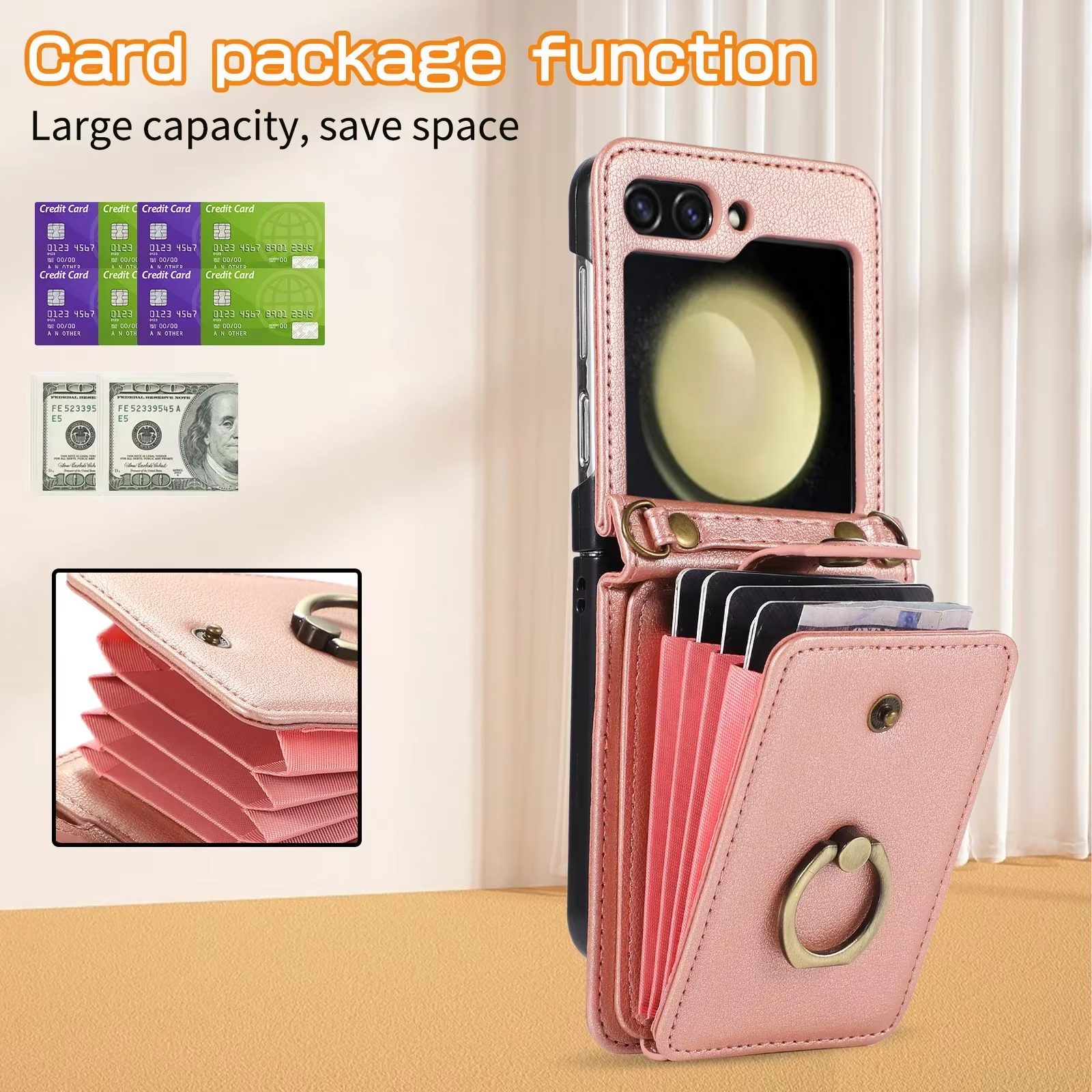 Crossbody Leather Cards Slot Wallet Bag Case For Samsung Galaxy Z Flip 6 5 4 3