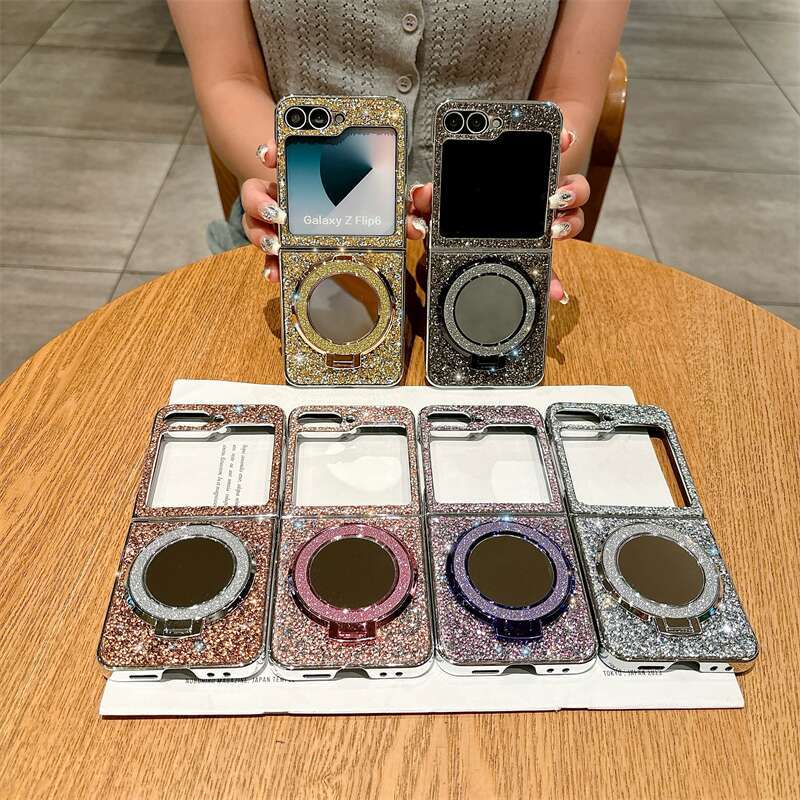 Electroplated Mirror Bracket Phone Case for Samsung Galaxy Z Flip 6 5 4 3 