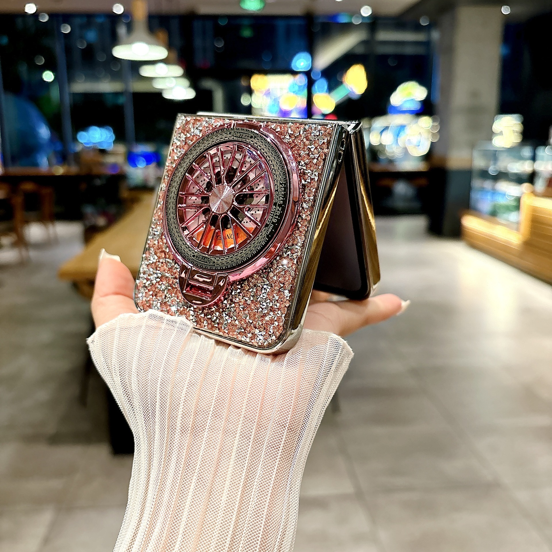 Luxury Electroplated Diamond Gyro Holder Phone Case for Samsung Galaxy  Z Flip