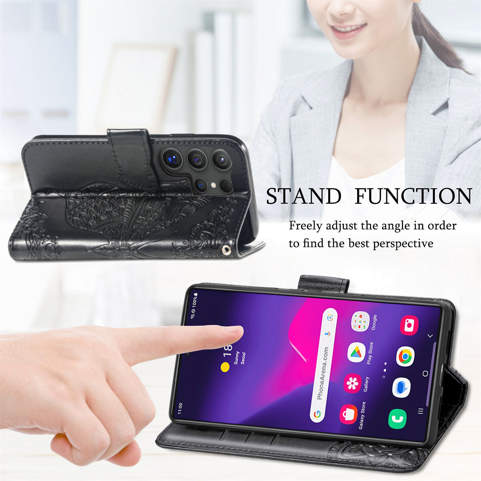 2024 Butterfly Luxury Leather Wallet Case With Card Holder For Samsung Galaxy S24 Series