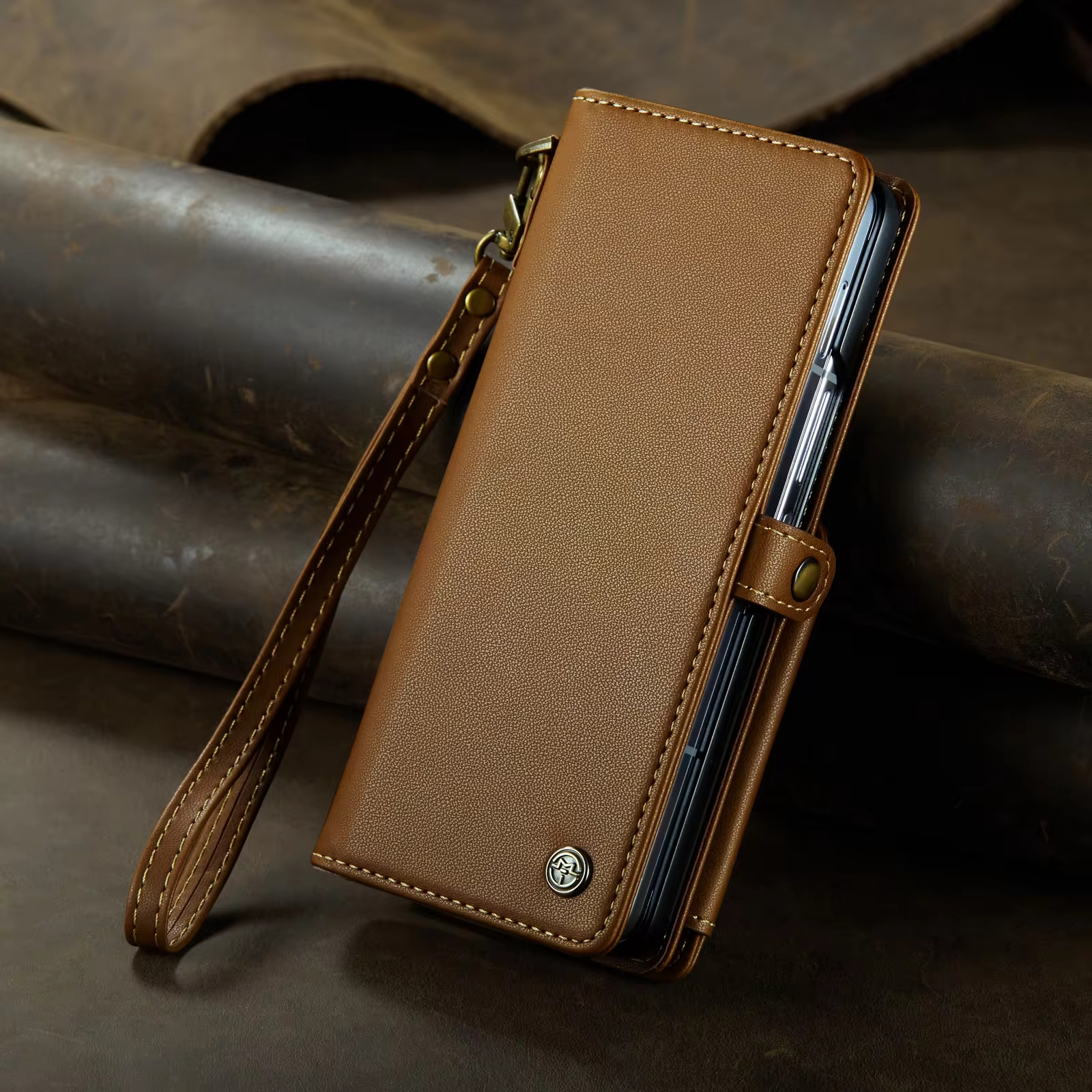 Retro Vintage Luxury Leather Case With Card Slots S-pen Holder For Samsung Galaxy Z Fold Series