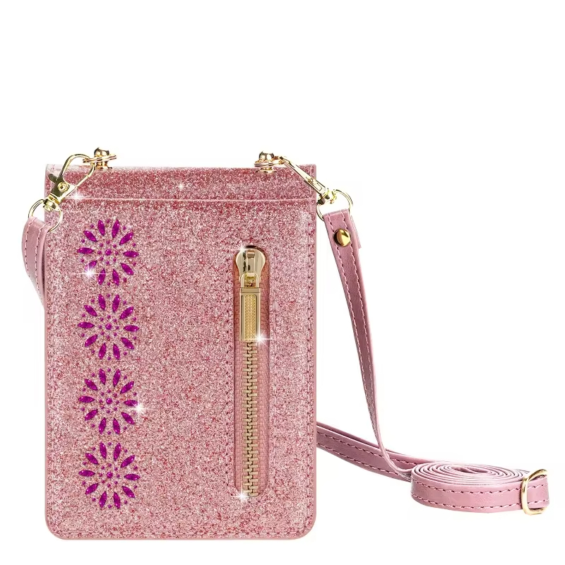 Crossbody Glitter Zipper Wallet Phone Case for Samsung Galaxy Z Flip 6 5 4 3