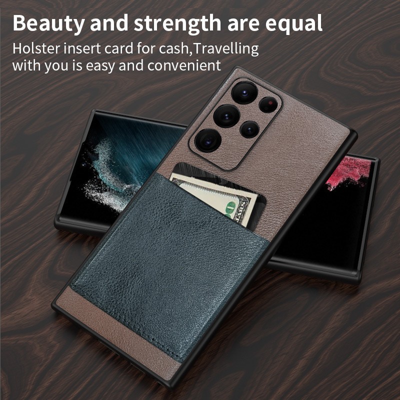 Luxury Leather Shockproof Card Holder Phone Case For Samsung  Galaxy  S22 Series