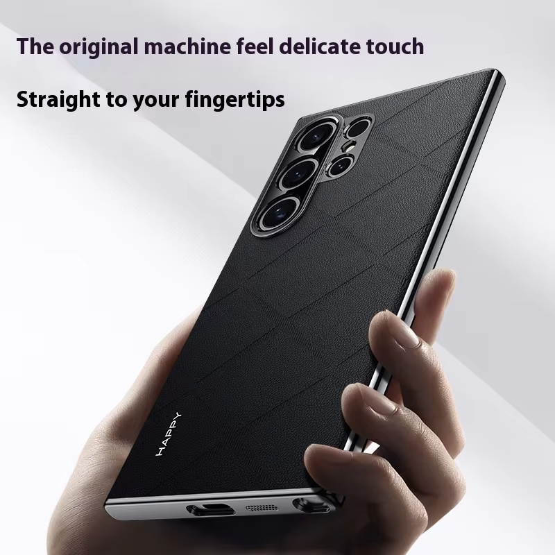 Luxury Plating Genuine Leather Ultra-thin Phone Case For Samsung Galaxy S24 Ultra Plus 
