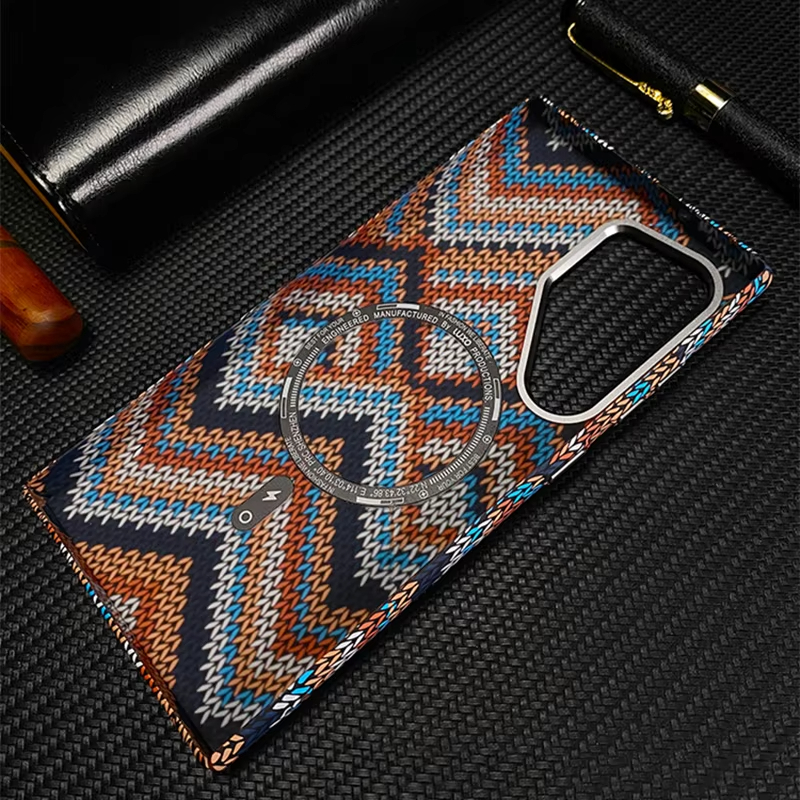Metal Lens Carbon Fiber Texture Magnetic Case For Samsung Galaxy S24 Ultra