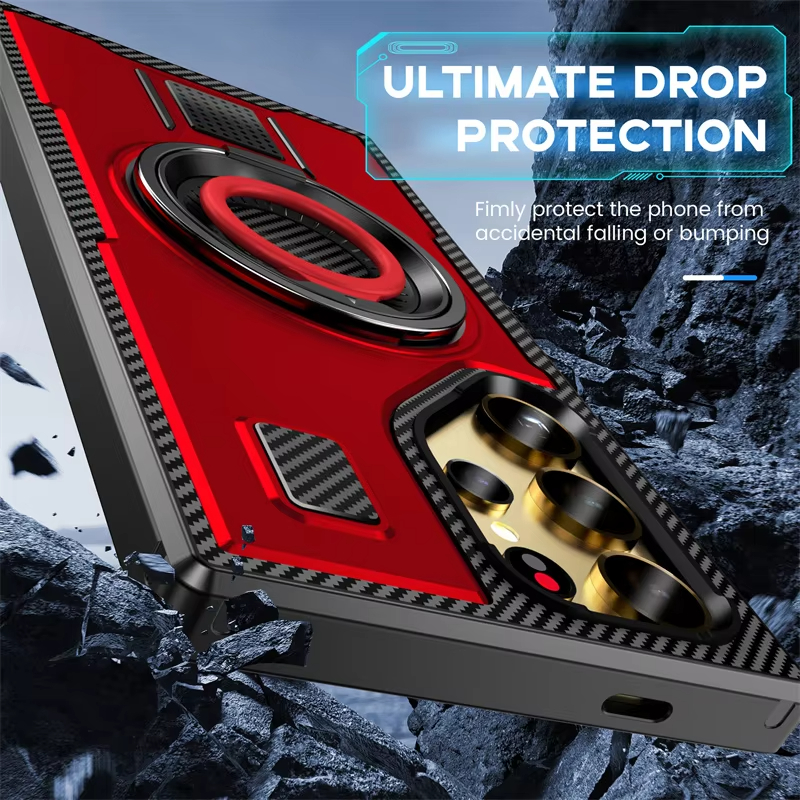Shockproof Armor Ring Stand Metal Bracket Case for Samsung Galaxy S24 Ultra Plus