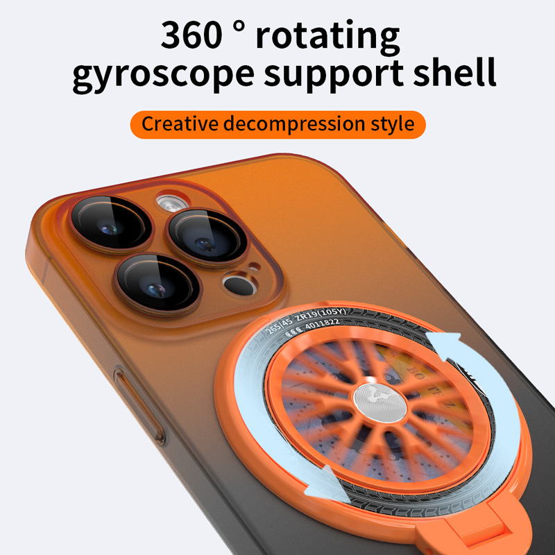 Gyroscope Magnetic Stand Gradient Color Phone Case For iPhone 16 15 14 13 12 Pro Max 
