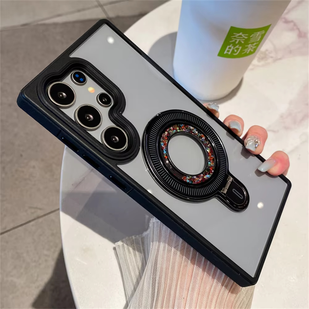 Luxury Transparent Magnetic Stand Phone Case for Samsung Galaxy S24 Ultra Plus