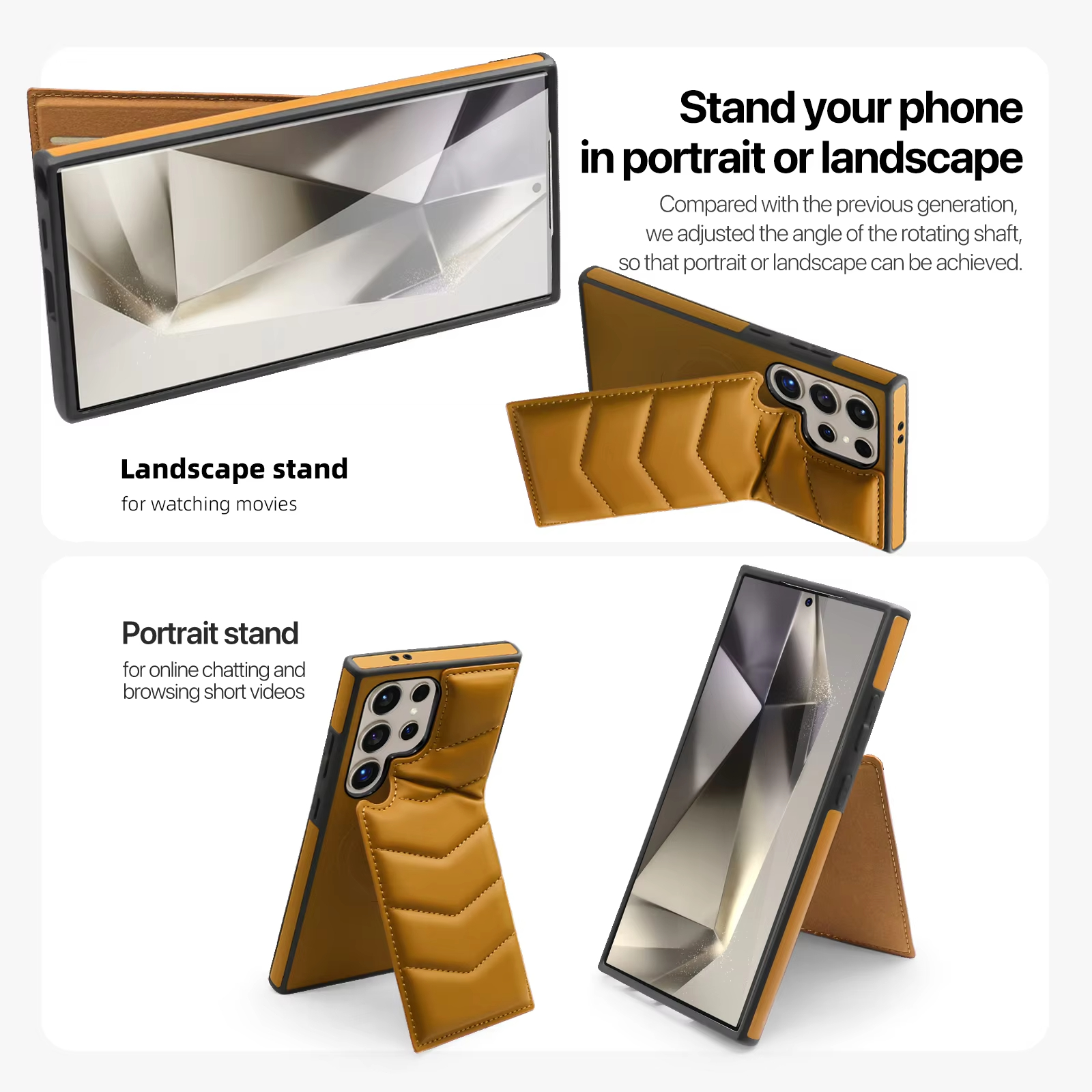 Down Jackets Air-Bags Invisible Folding Stand Magnetic Case for Samsung Galaxy S24 S23 Ultra Plus